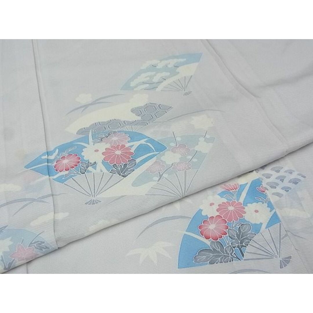 平和屋-こころ店■夏物 訪問着 絽 扇面花文 着丈150.5cm 裄丈63.5cm 正絹 逸品 A-ma6737