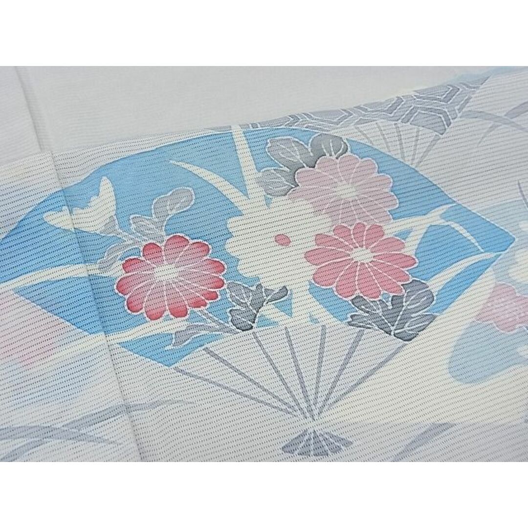 平和屋-こころ店■夏物 訪問着 絽 扇面花文 着丈150.5cm 裄丈63.5cm 正絹 逸品 A-ma6737