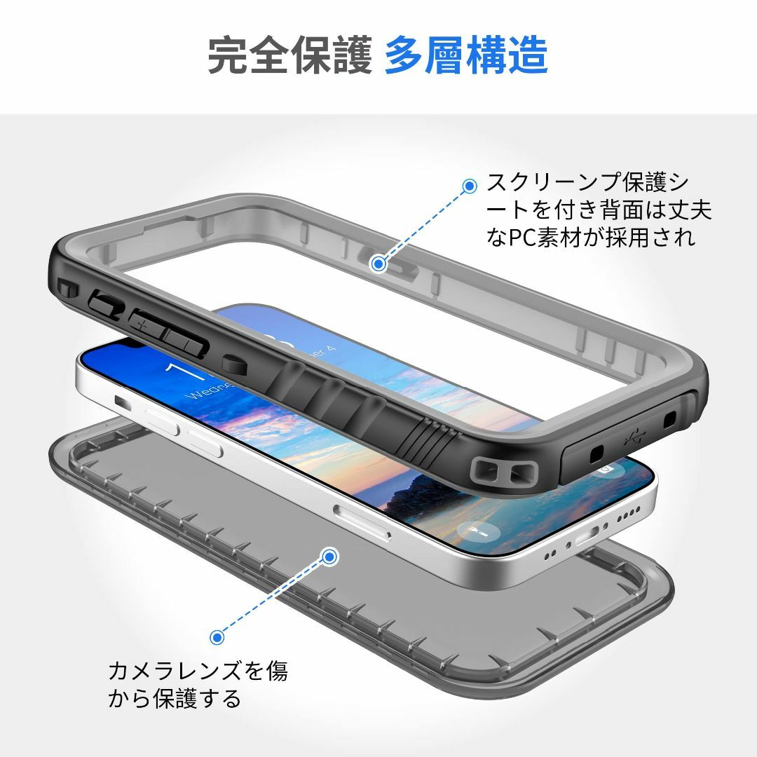【色: ブラック4】SPORTLINK iPhone 13 mini 用 防水ケ 2