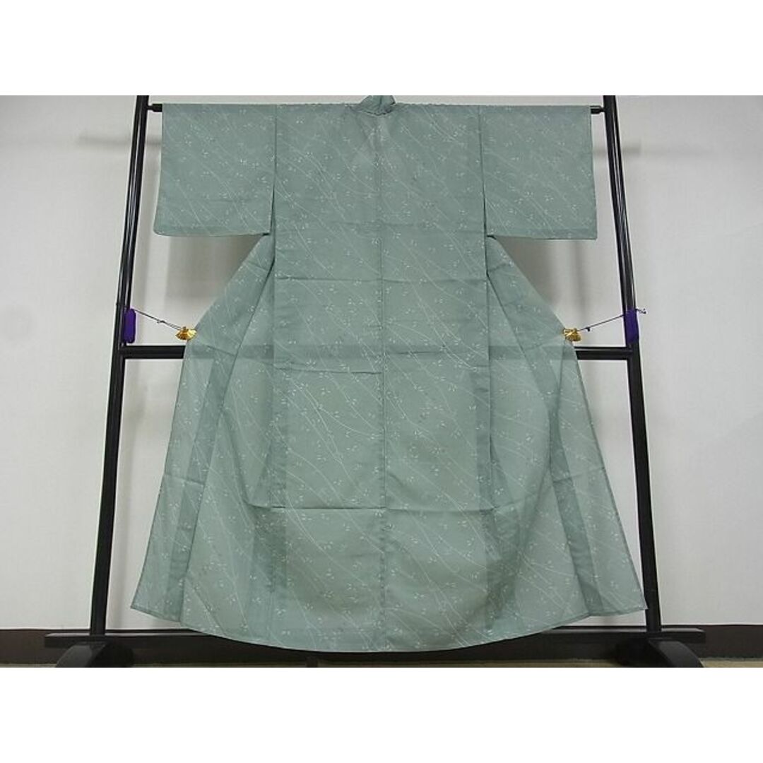 平和屋-こころ店■夏物 小紋 絽 花格子 着丈155cm 裄丈62.5cm 洗える着物 A-ma6879