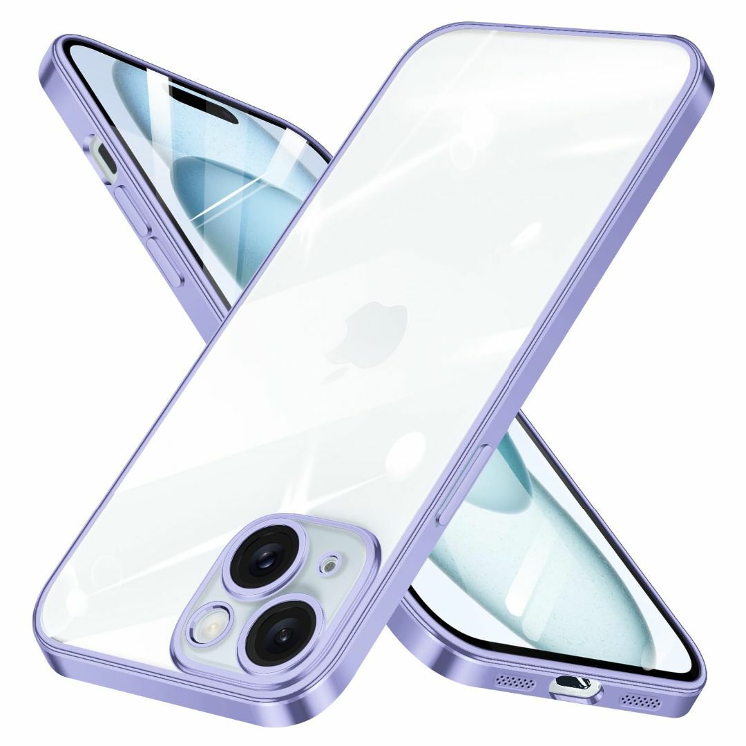 【色: 薄紫】iPhone 15 用 ケース クリア アイフォン 15 カバー