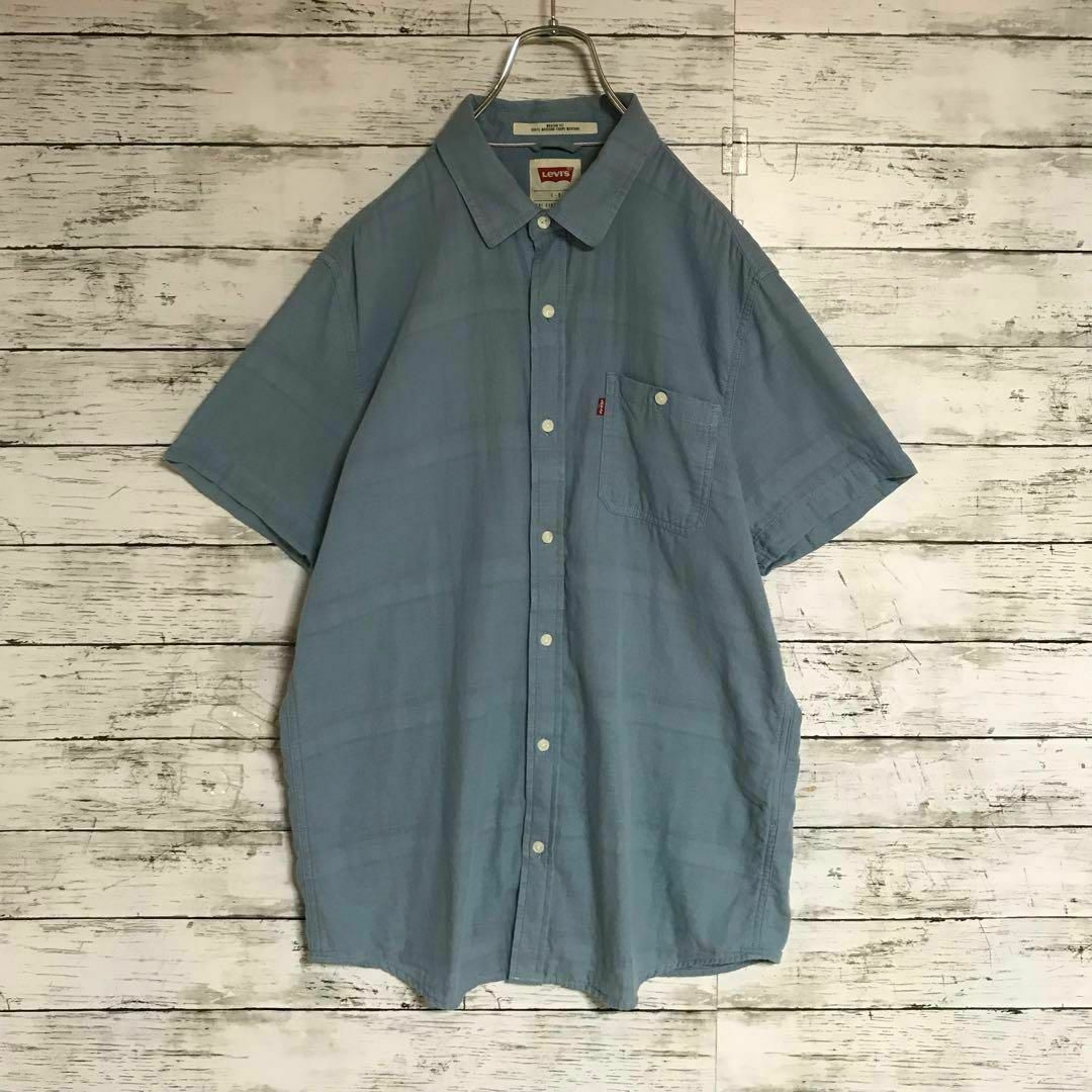 Levi's(リーバイス)の【人気Ｌサイズ】リーバイス　タグロゴ付き半袖シャツ　裏面ボーダー柄　A633 メンズのトップス(シャツ)の商品写真