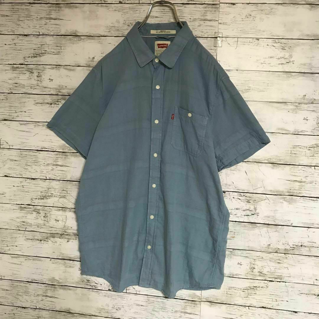 Levi's(リーバイス)の【人気Ｌサイズ】リーバイス　タグロゴ付き半袖シャツ　裏面ボーダー柄　A633 メンズのトップス(シャツ)の商品写真