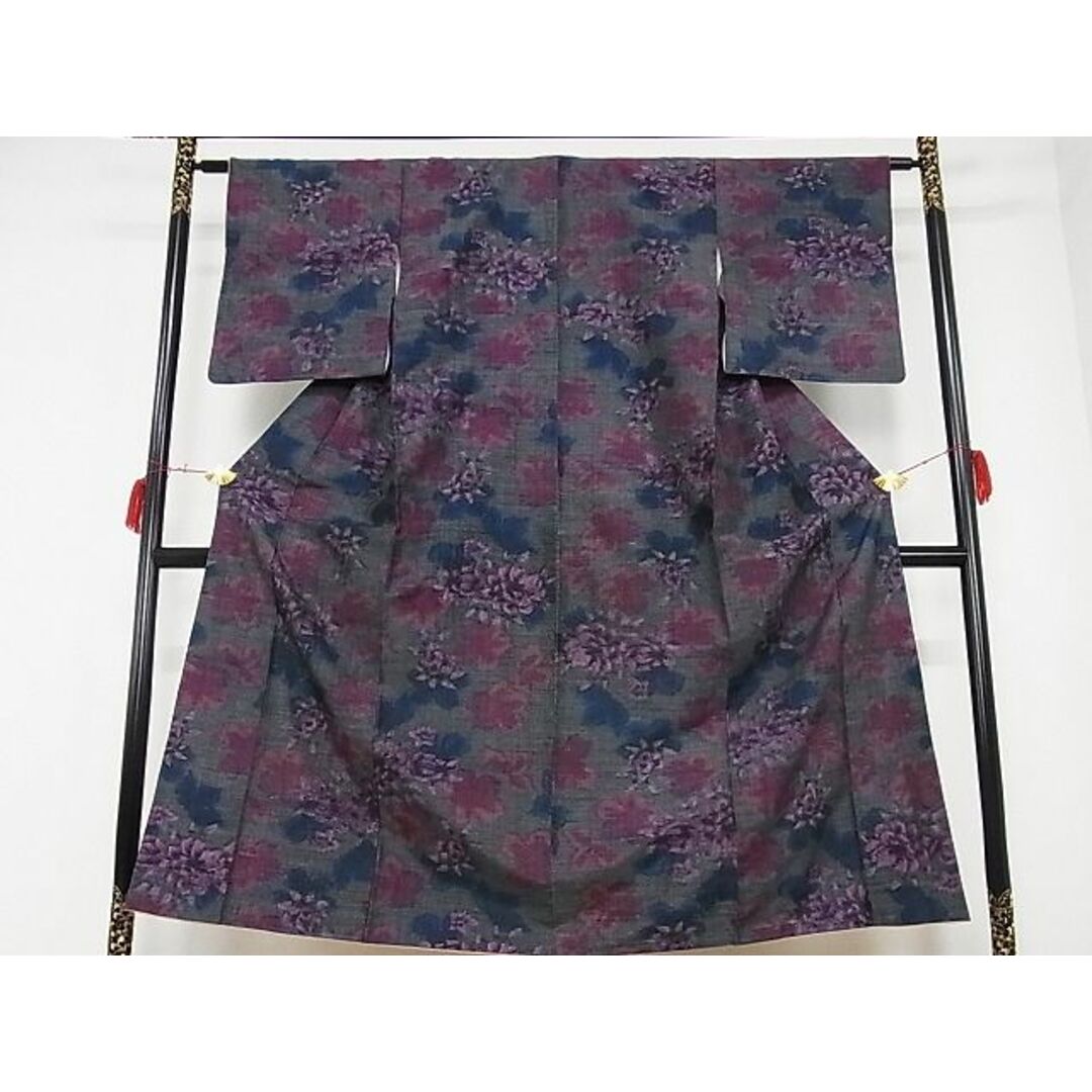 平和屋-こころ店■上質な紬 舞花文 着丈168cm 裄丈68cm 正絹 逸品 未使用 B-np8657