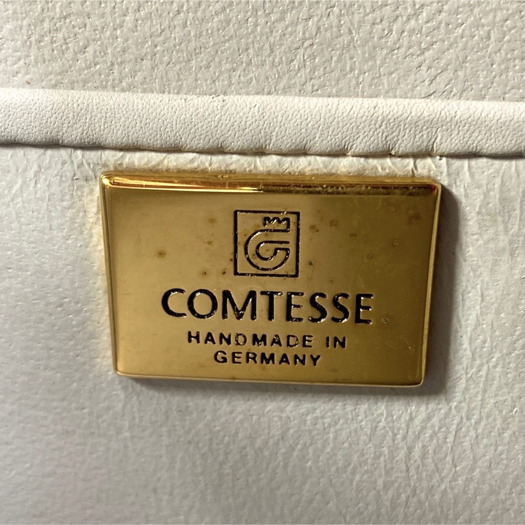 【良品】COMTESSE ホースヘア ホワイトグレー ゴールド金具 ハンドバッグ