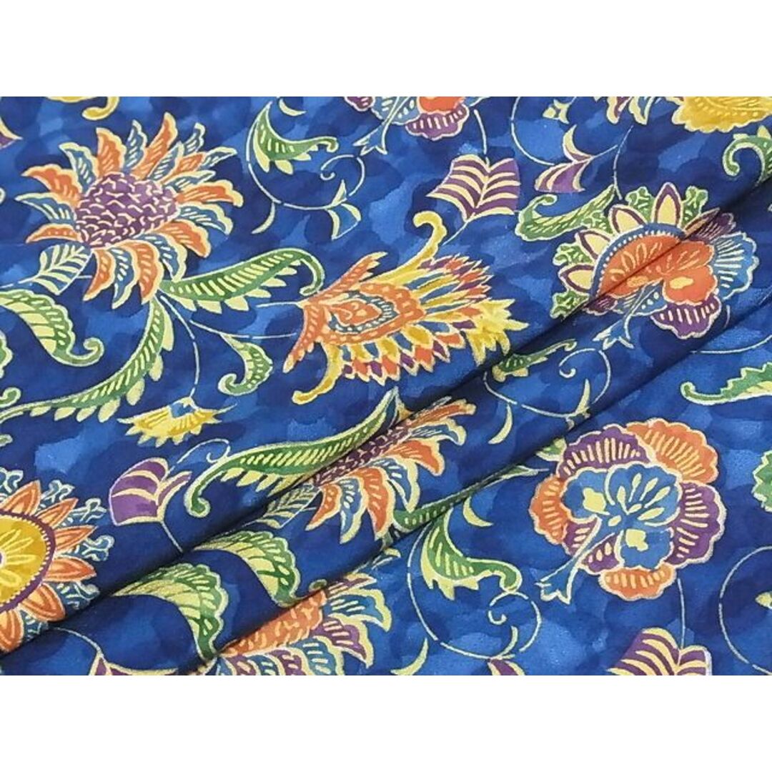平和屋-こころ店□上質な小紋 更紗花文 着丈157cm 裄丈63cm 正絹 逸品 ...