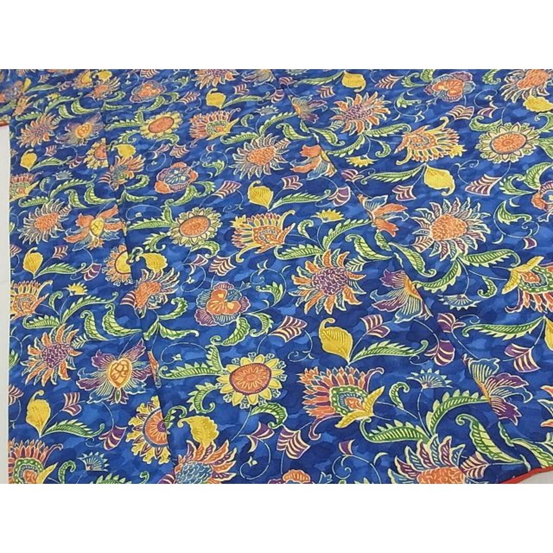 平和屋-こころ店□上質な小紋 更紗花文 着丈157cm 裄丈63cm 正絹 逸品 ...