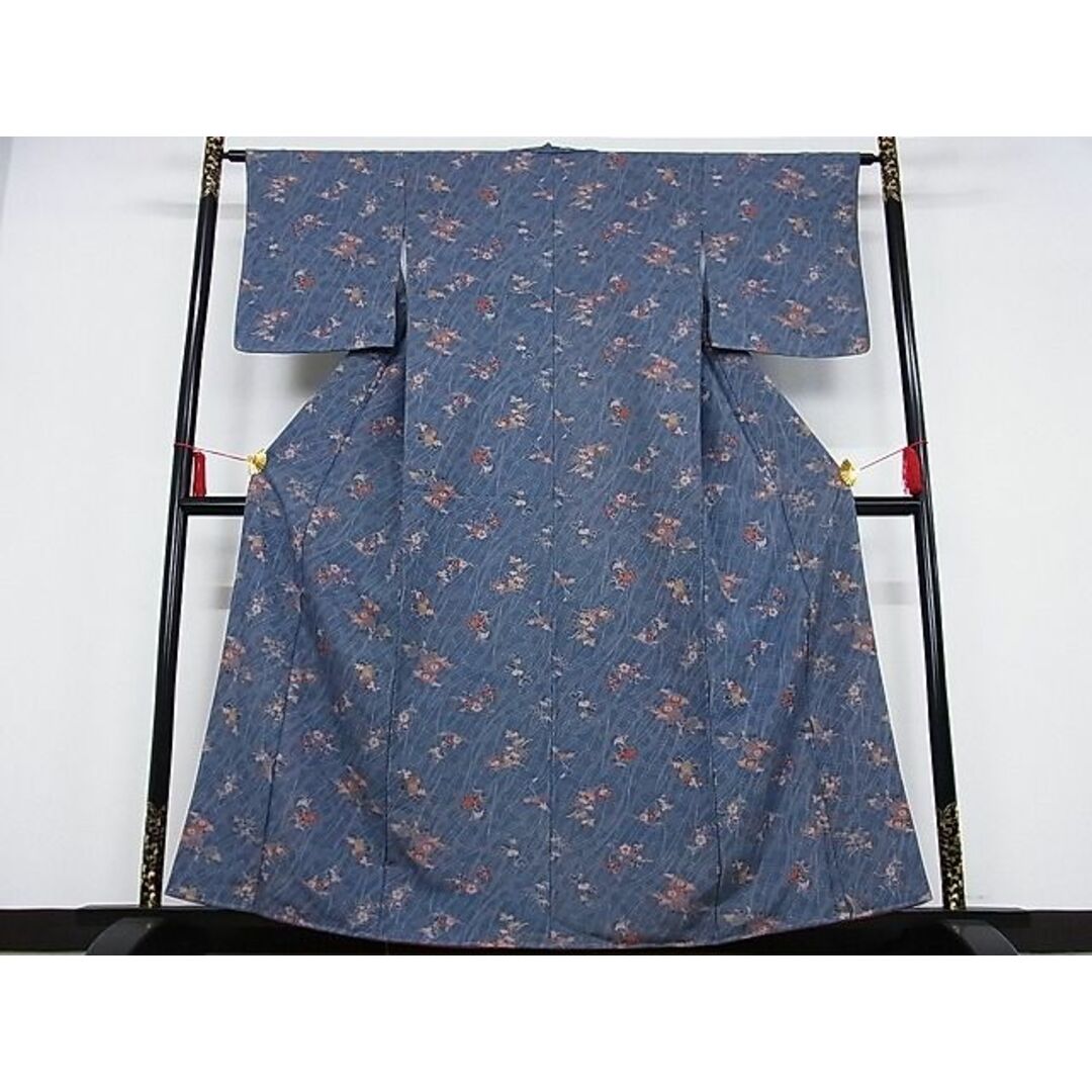 平和屋-こころ店■上質な小紋 草花文 着丈157cm 裄丈62.5cm 正絹 逸品 A-ex5668