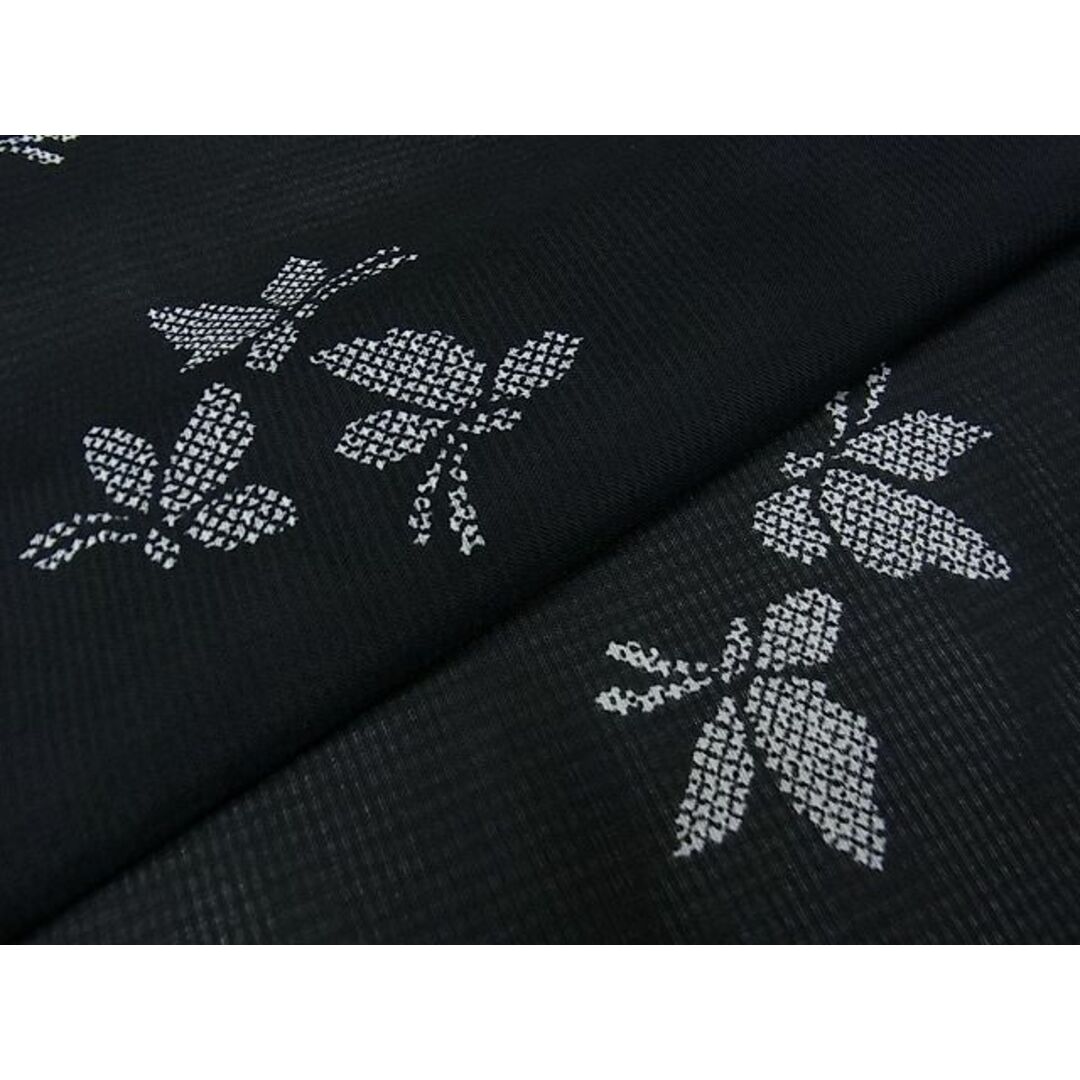 平和屋-こころ店■夏物 小紋 紗 舞蝶文 黒地 着丈158.5cm 裄丈62cm 洗える着物 B-wt8232