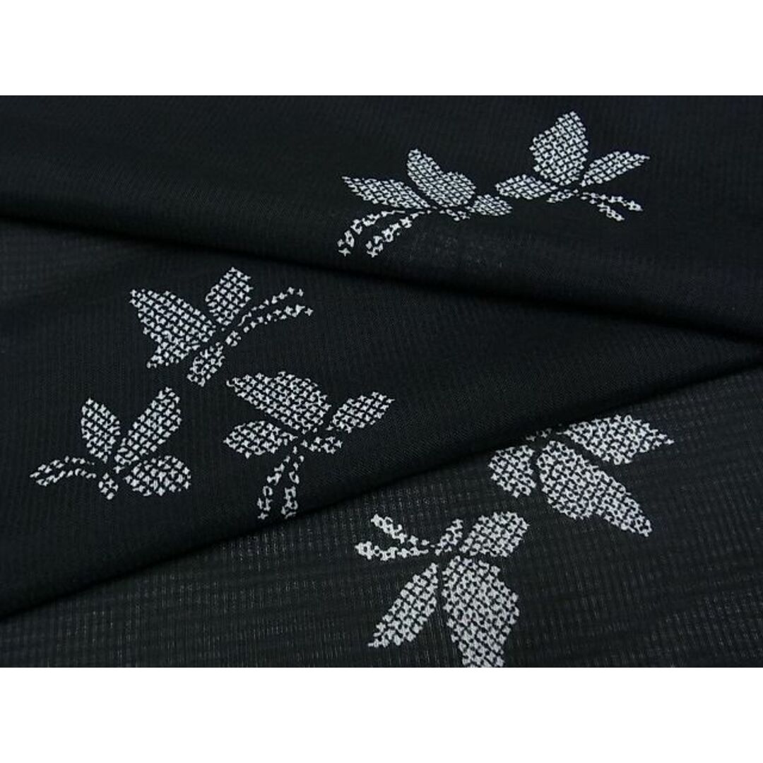 平和屋-こころ店■夏物 小紋 紗 舞蝶文 黒地 着丈158.5cm 裄丈62cm 洗える着物 B-wt8232