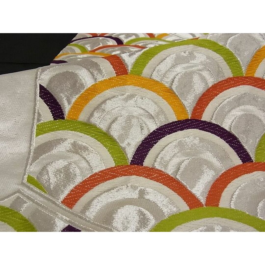 平和屋-こころ店■六通柄袋帯 唐織 青海波 銀糸 正絹 逸品 B-dk5088