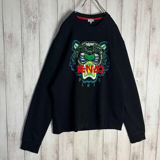 cl10 KENZO 長袖 トレーナー 黒 虎 ビッグロゴ メンズSサイズ