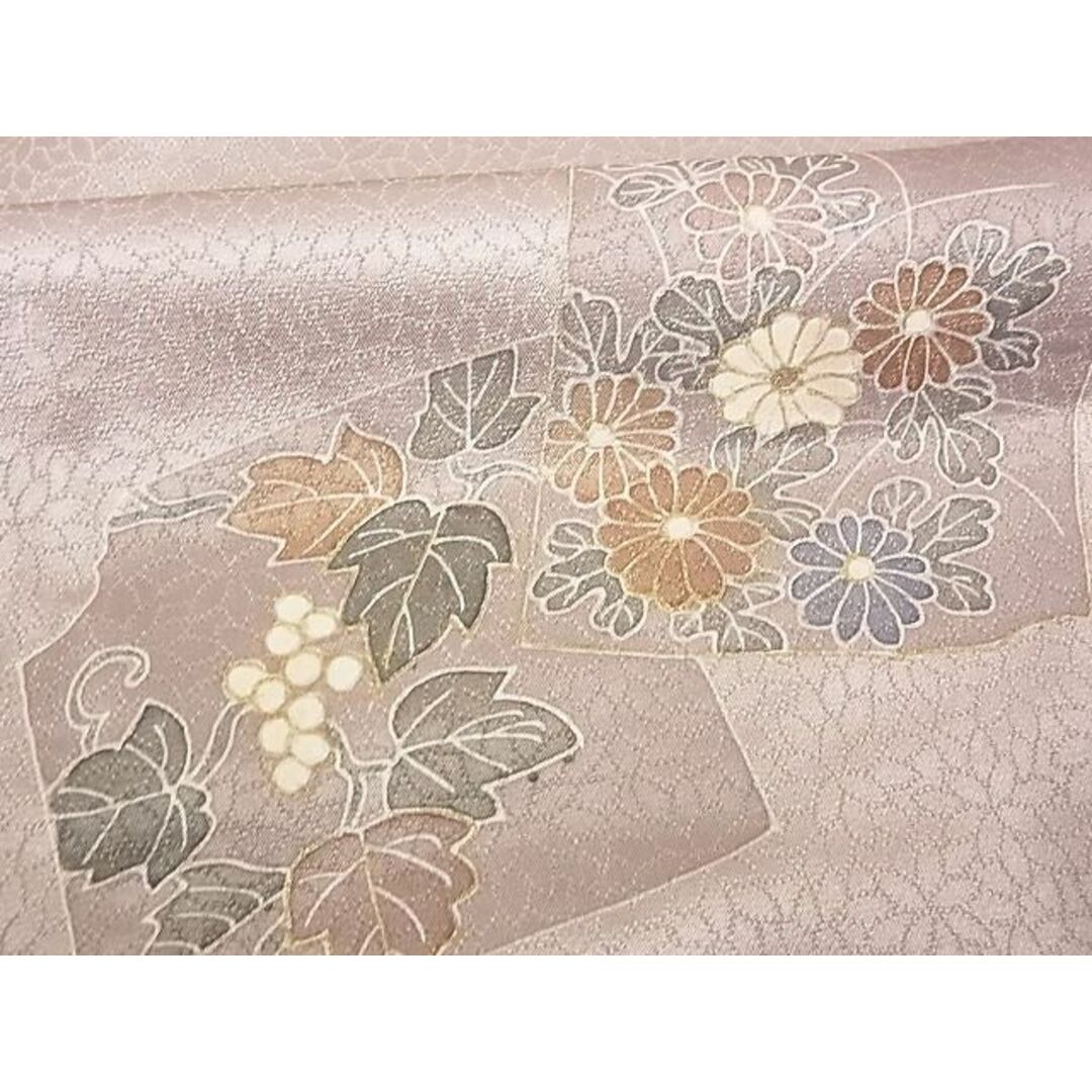 平和屋-こころ店■訪問着 色紙花文 葡萄 金彩 着丈155.5cm 裄丈63.5cm 正絹 逸品 A-ta5228
