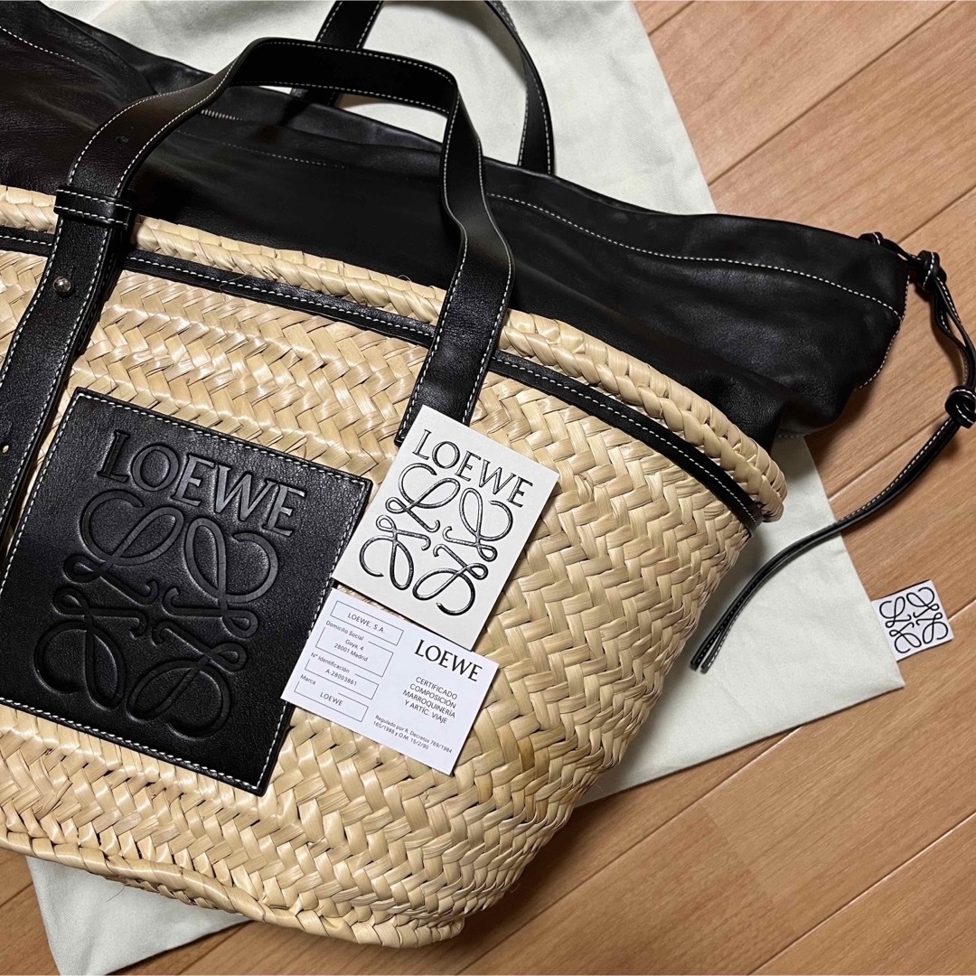 バスケットレア品！美品 ロエベ LOEWE バスケット レザー ミディアム ブラック