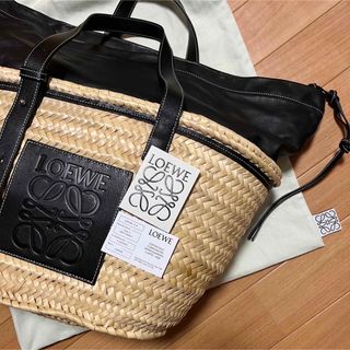 ロエベ(LOEWE)のレア品！美品 ロエベ LOEWE バスケット レザー ミディアム ブラック(トートバッグ)