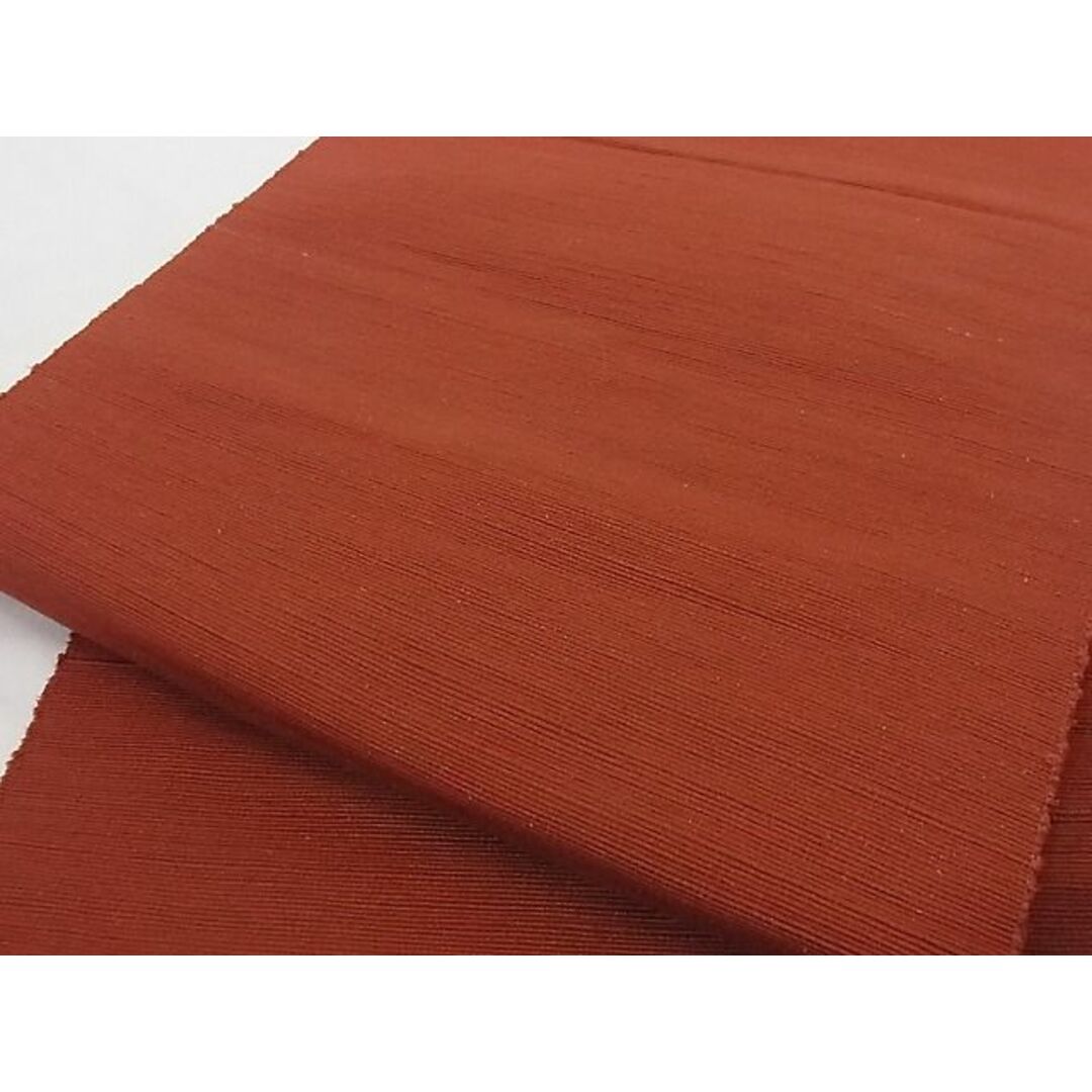 平和屋-こころ店■八寸名古屋帯 紬地 色無地紅海老茶色 正絹 逸品 B-cy4973