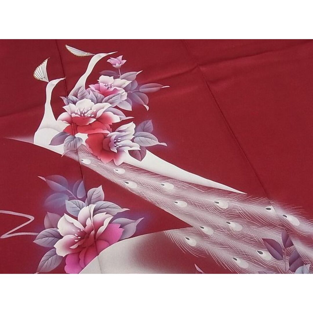 平和屋-こころ店■訪問着 孔雀花文 暈し染め 金彩 着丈160.5cm 裄丈64cm 正絹 逸品 A-ja4205