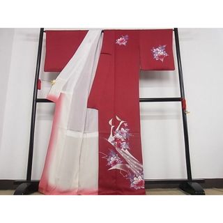 平和屋-こころ店■訪問着 孔雀花文 暈し染め 金彩 着丈160.5cm 裄丈64cm 正絹 逸品 A-ja4205