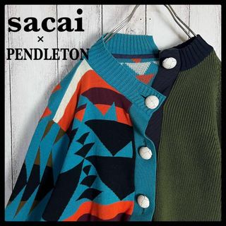 サカイ(sacai)のサカイ×ペンドルトン ドッキング ニット カーディガン ネイティブ柄(カーディガン)