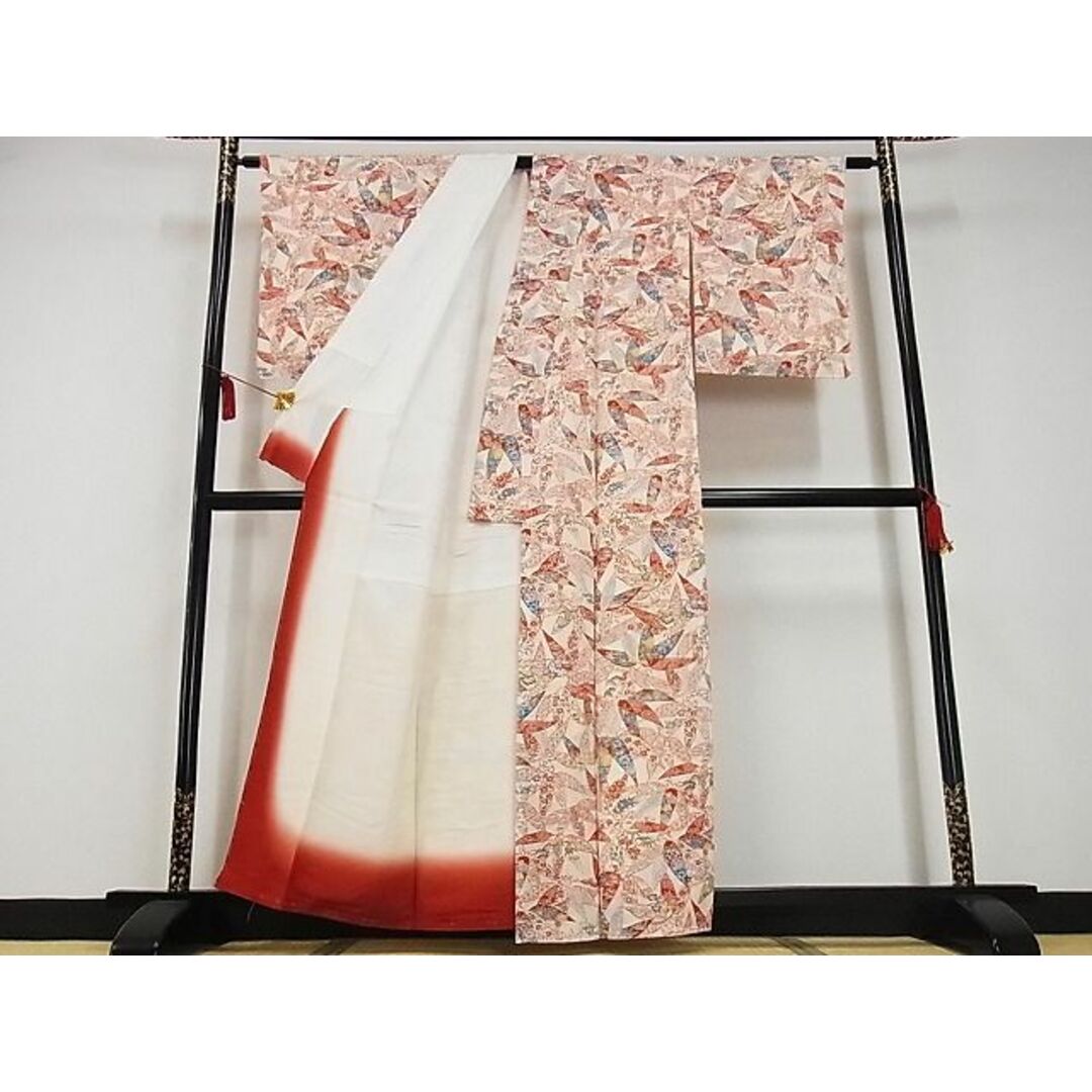 平和屋-こころ店■上質な小紋 花菱文 着丈162cm 裄丈64cm 正絹 逸品 B-ey5364