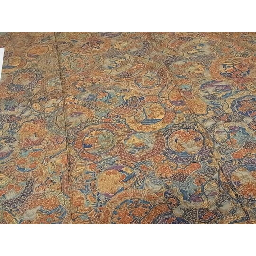 平和屋-こころ店■上質な小紋 人物風景絵皿文 やまと誂製 着丈158cm 裄丈62cm 正絹 逸品 未使用 A-cs4461