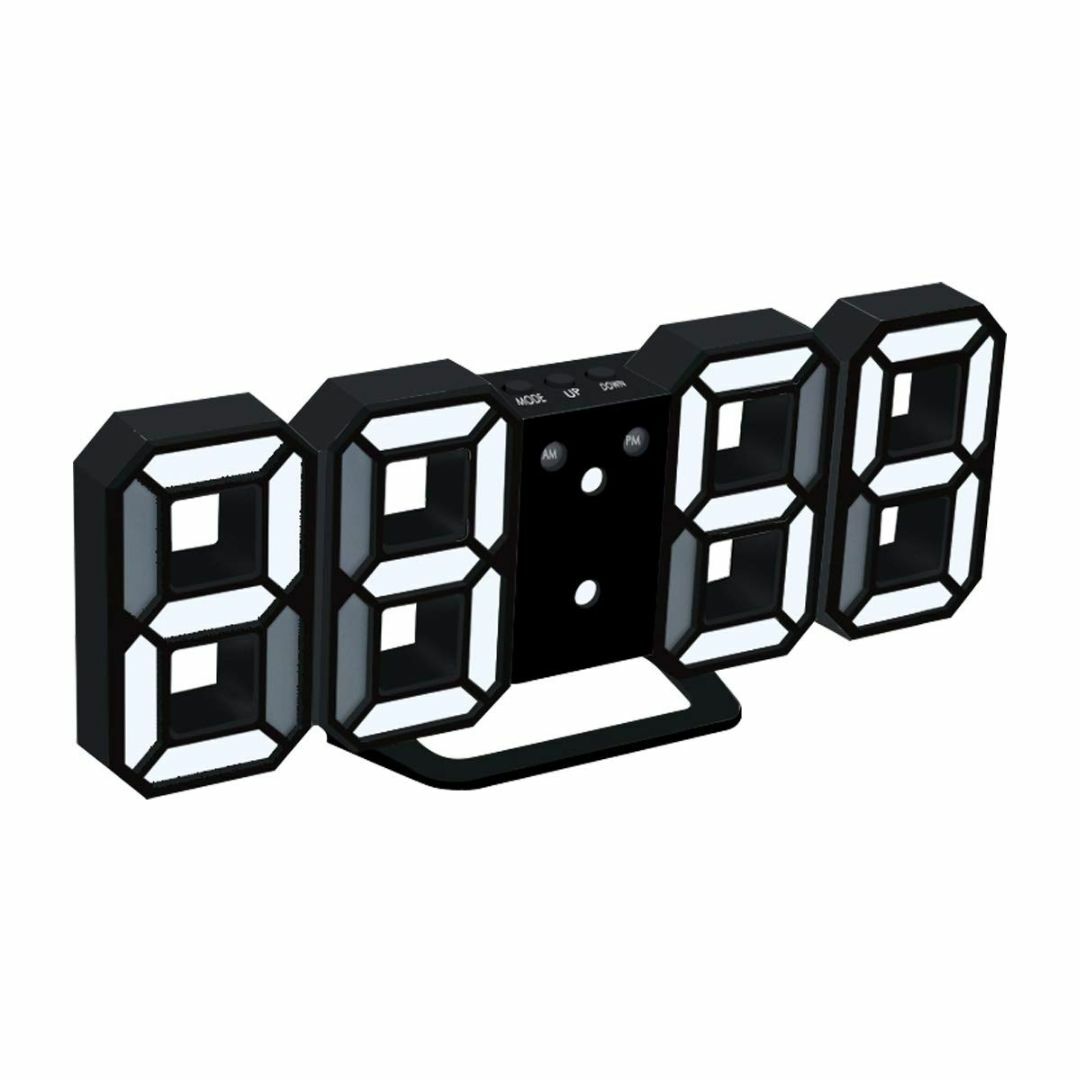 【色: LED：ホワイト】ZAZ デジタルLED時計 3Dデジタルアラーム時計