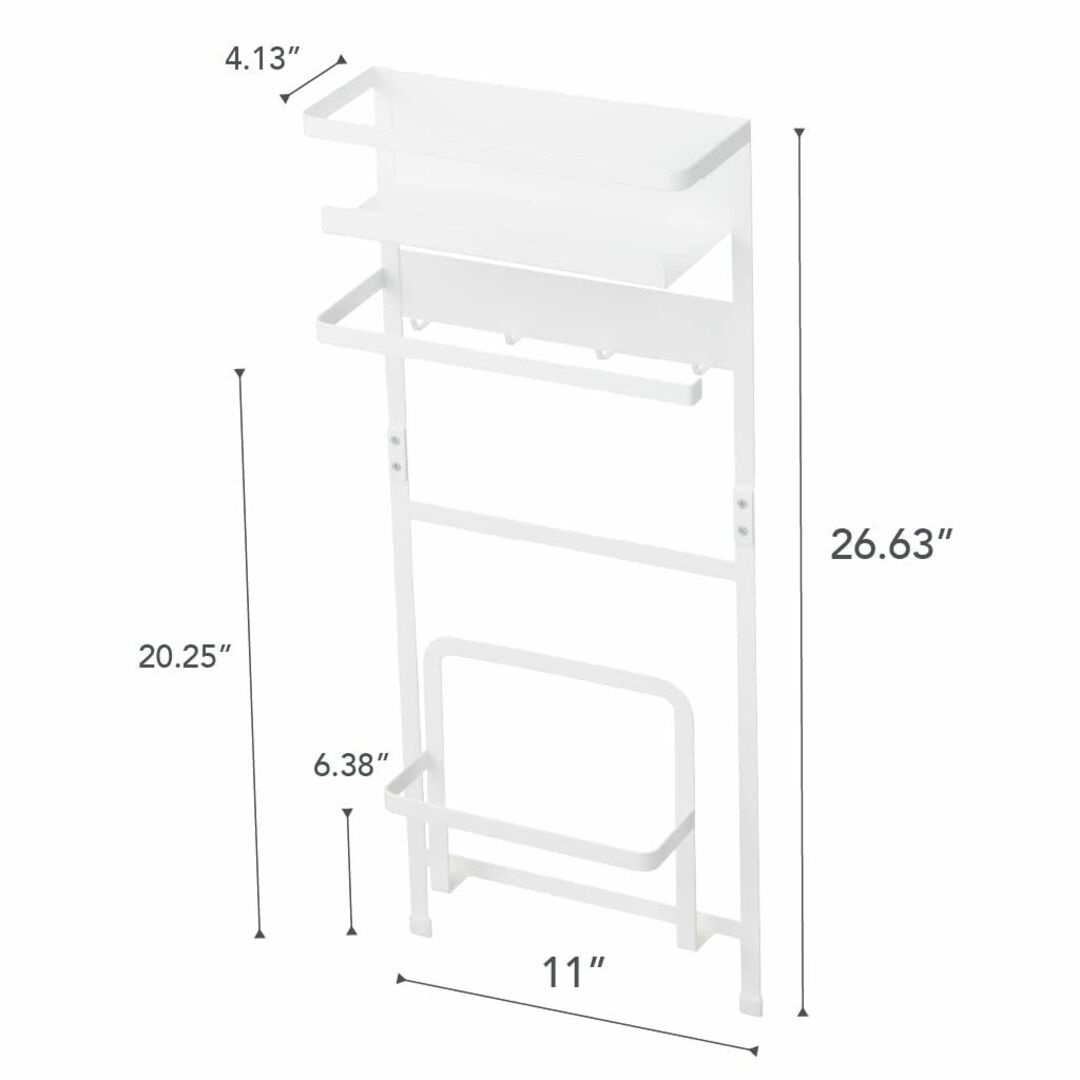 山崎実業Yamazaki 洗濯機横 マグネット収納ラック ホワイト 約W28×D 7