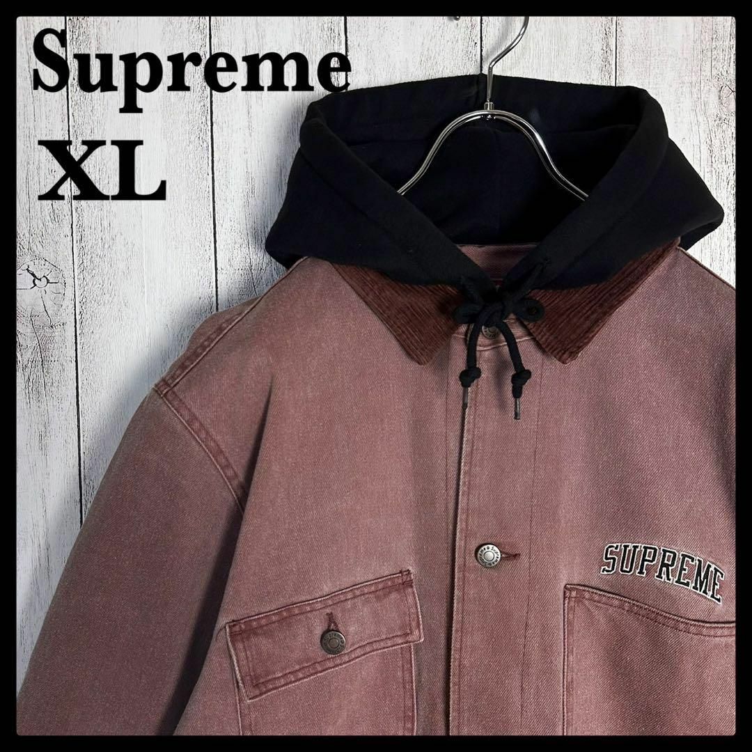 【人気ベロア、トラックジャケット】Supremeワンポイント刺繍ロゴXL