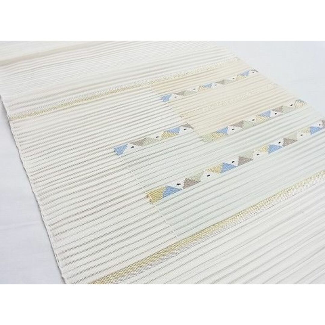 平和屋-こころ店■夏物 八寸名古屋帯 横段文 金銀糸 正絹 逸品 B-jd3201