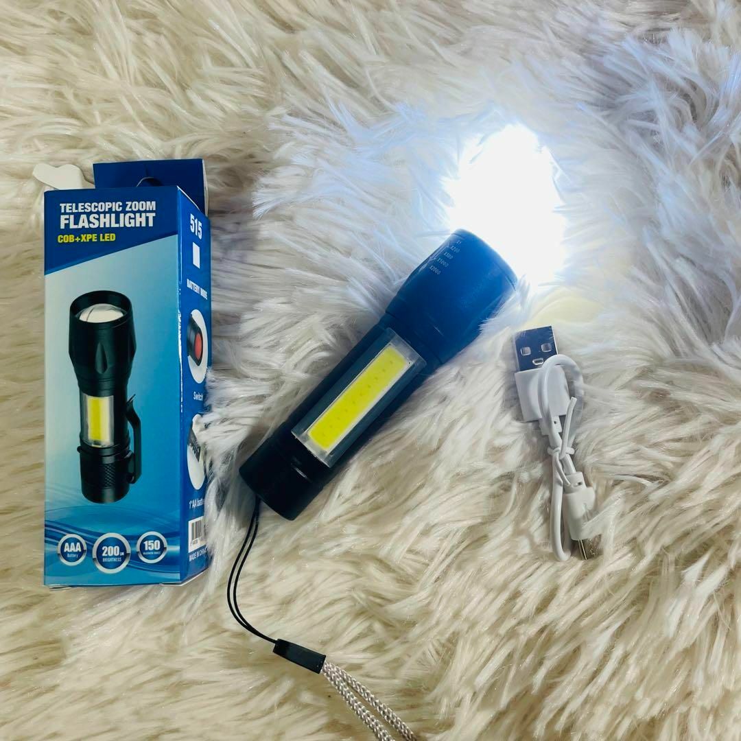 LED　懐中電灯　ライト　小型　USB充電　高輝度　防水　防災　COB　ランタン スポーツ/アウトドアのアウトドア(ライト/ランタン)の商品写真