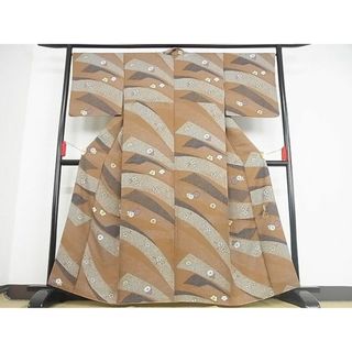 平和屋-こころ店■上質な小紋 舞花文 金彩 着丈161cm 裄丈64cm 正絹 逸品 A-ja4359