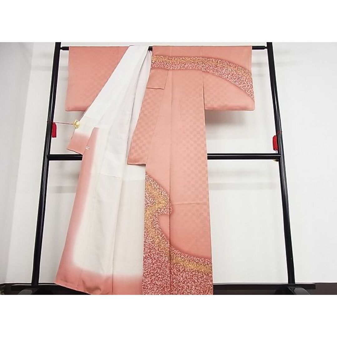 平和屋-こころ店■訪問着 枝花文 暈し染 金彩 着丈157cm 裄丈63.5cm 正絹 逸品 B-wt9340