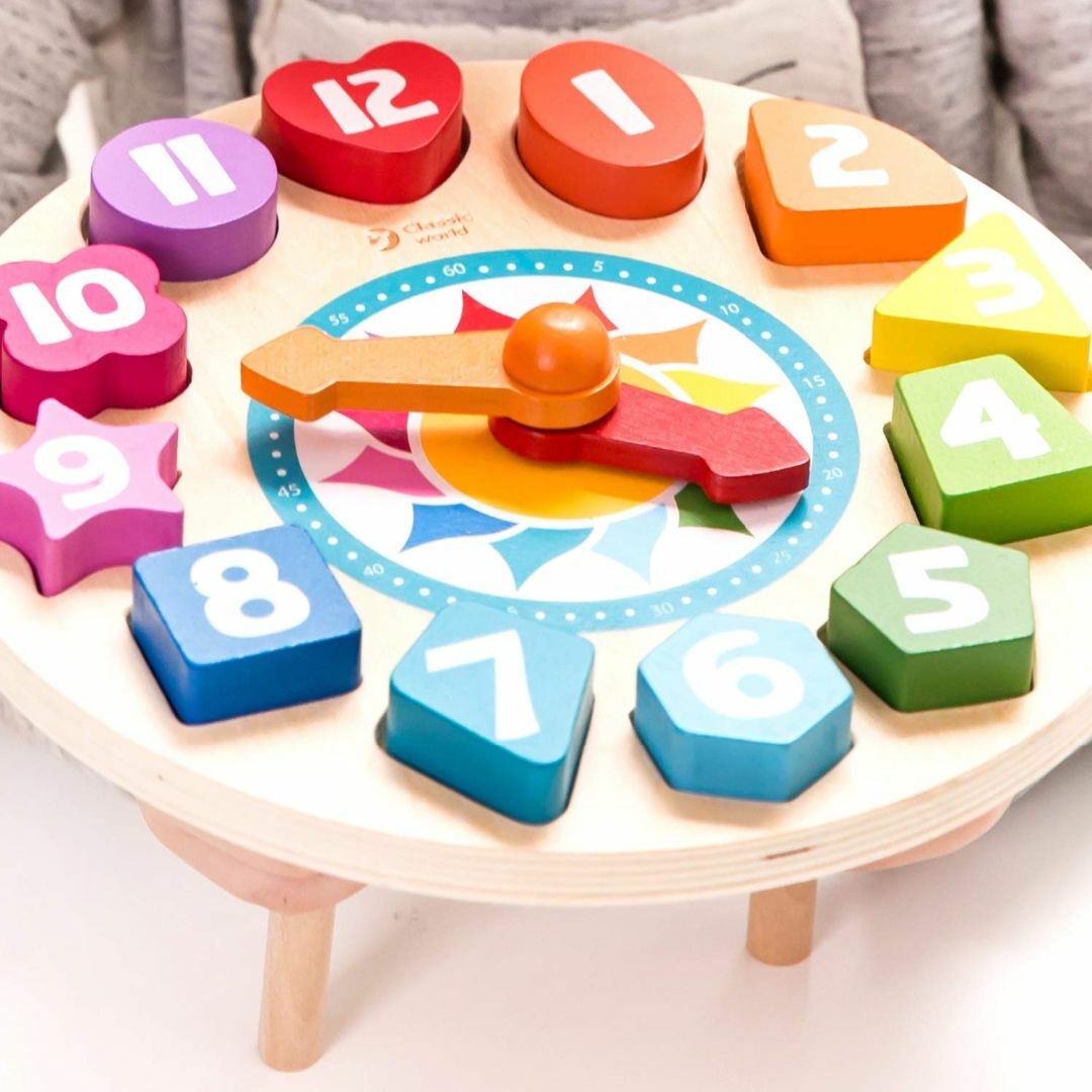 知育時計 時計のおもちゃ かたはめパズル 数字 型はめパズル 木製 時間 知育玩 4