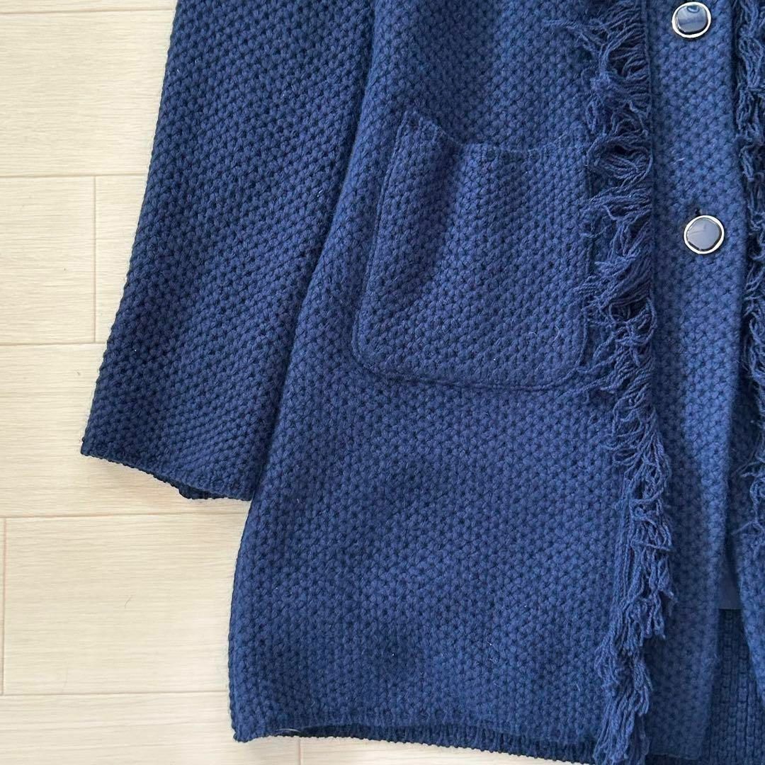ユキトリイ ロング ニットコート 裏地あり 異素材ミックス 美品