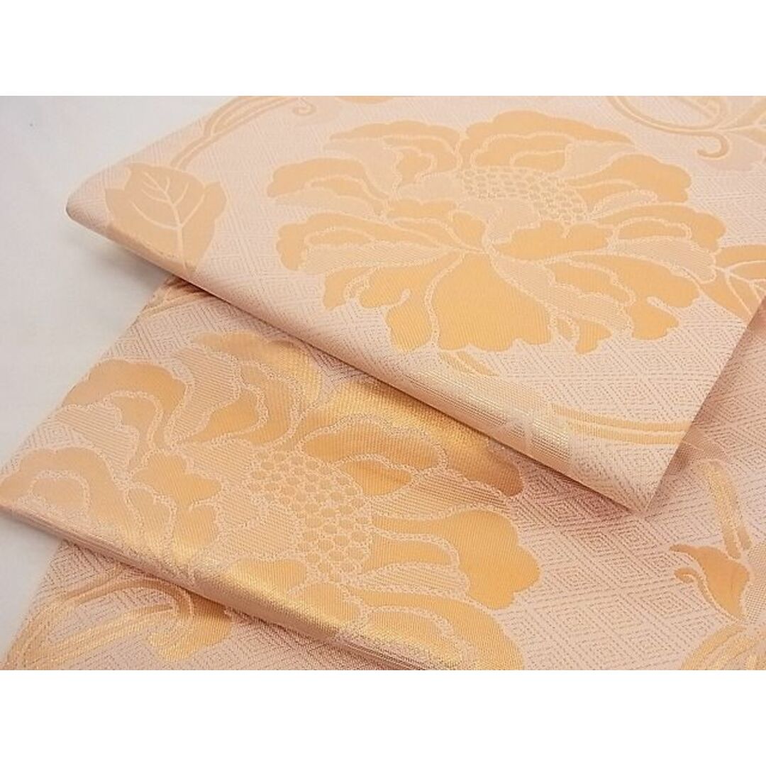 平和屋-こころ店□全通柄 本袋帯 花唐草文 金糸 正絹 逸品 B-cy4920の