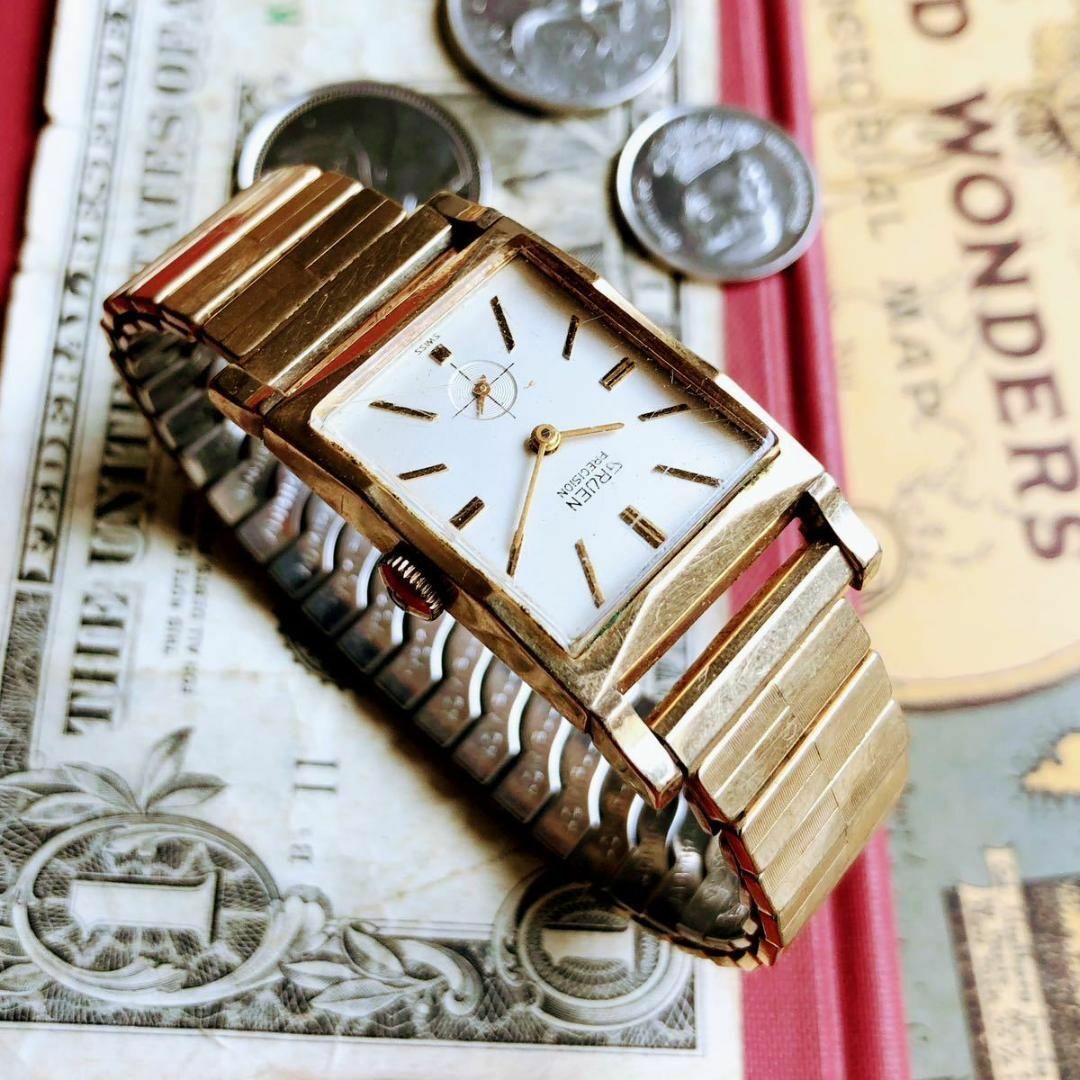 2734【渋くてお洒落】メンズ腕時計 グリュエン 動作品 1950年代 手巻き