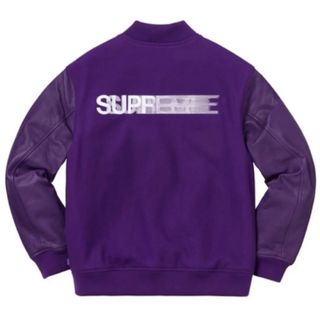 シュプリーム(Supreme)の紫S Supreme Motion Logo Varsity Jacket(レザージャケット)