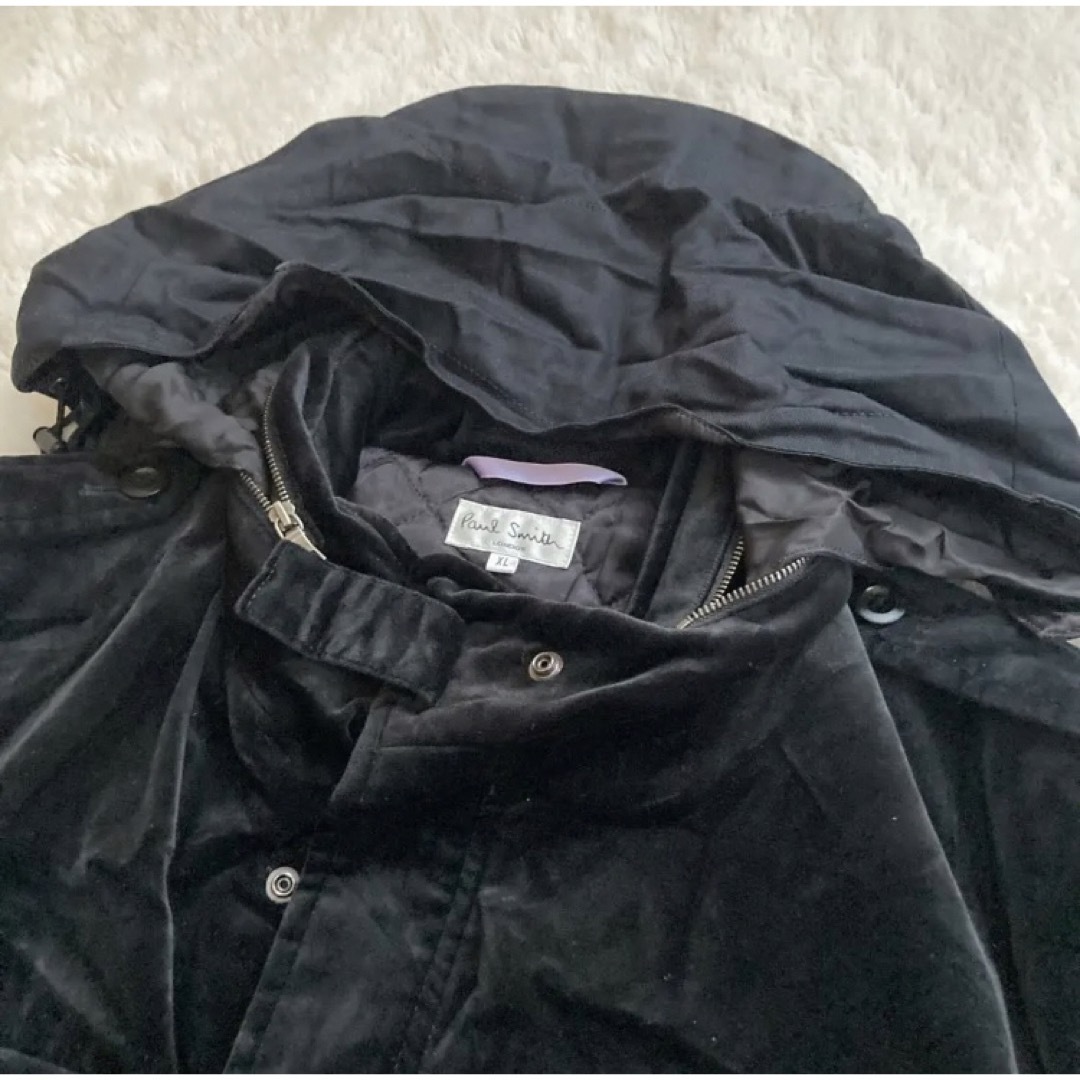 Paul Smith(ポールスミス)の【美品】ポールスミス ベロア キルティングコート フード収納 ブラック XL メンズのジャケット/アウター(モッズコート)の商品写真