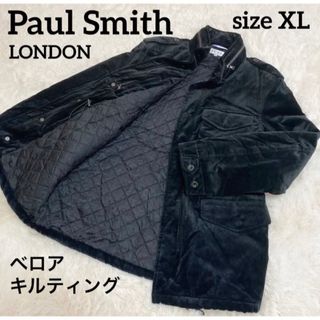 ポールスミス(Paul Smith)の【美品】ポールスミス ベロア キルティングコート フード収納 ブラック XL(モッズコート)