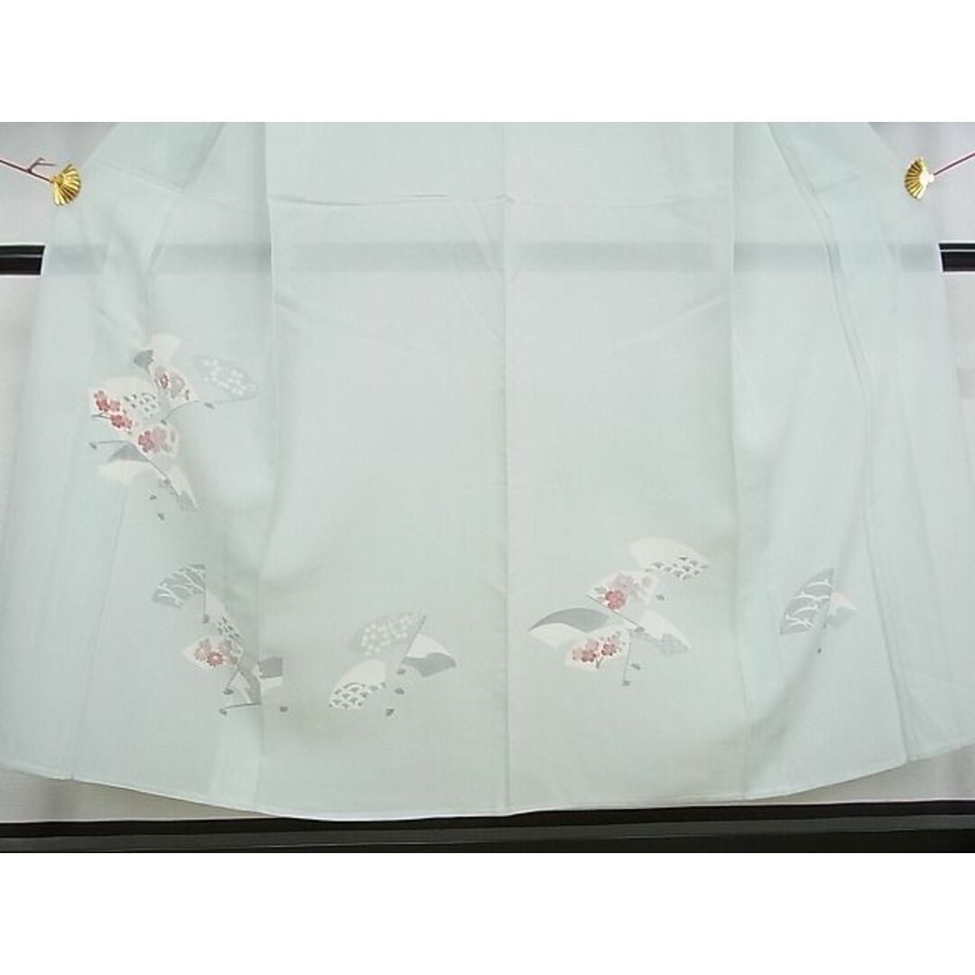 平和屋-こころ店■夏物 訪問着 絽 扇面花文 着丈150.5cm 裄丈63.5cm 正絹 逸品 A-ma6737