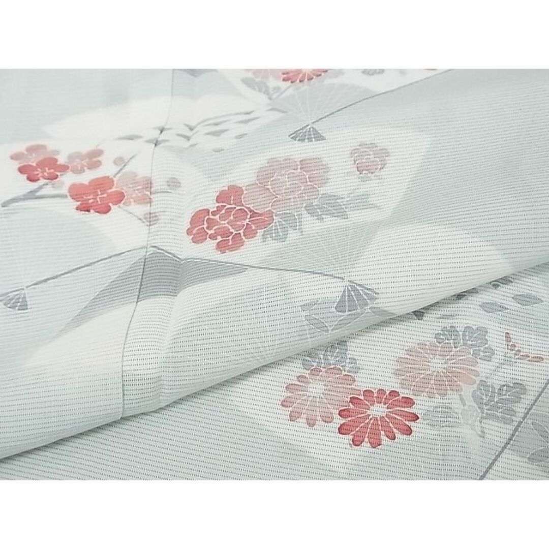 平和屋-こころ店■夏物 訪問着 絽 扇面花文 着丈150.5cm 裄丈63.5cm 正絹 逸品 A-ma6737