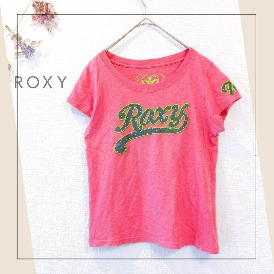 Roxy(ロキシー)のロキシー／ROXY／М／Ｕネックビックロゴ半袖Tシャツ　サマーサーフシャツ レディースのトップス(Tシャツ(半袖/袖なし))の商品写真