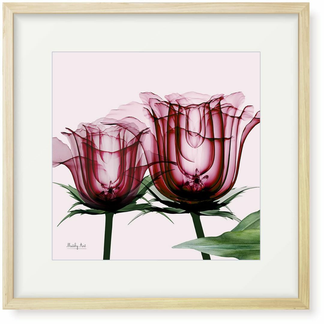 絵画「ピンク色のバラ」インテリア 絵 花 アートパネル 額入り(縦32cm x | フリマアプリ ラクマ