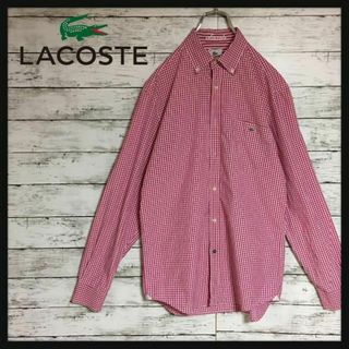 ラコステ(LACOSTE)の【人気定番】ラコステ　刺繍ロゴ入りシャツ　ギンガムチェック　赤　C129(シャツ)