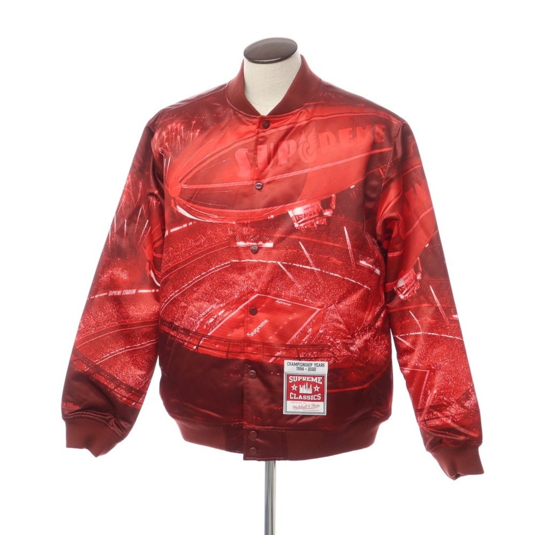 Supreme(シュプリーム)の【中古】シュプリーム Supreme 2022年春夏 Mitchell & Ness Stadium Satin Varsity Jacket ポリエステル 中綿ブルゾン バ―シティジャケット レッド【サイズXL】【メンズ】 メンズのジャケット/アウター(ブルゾン)の商品写真