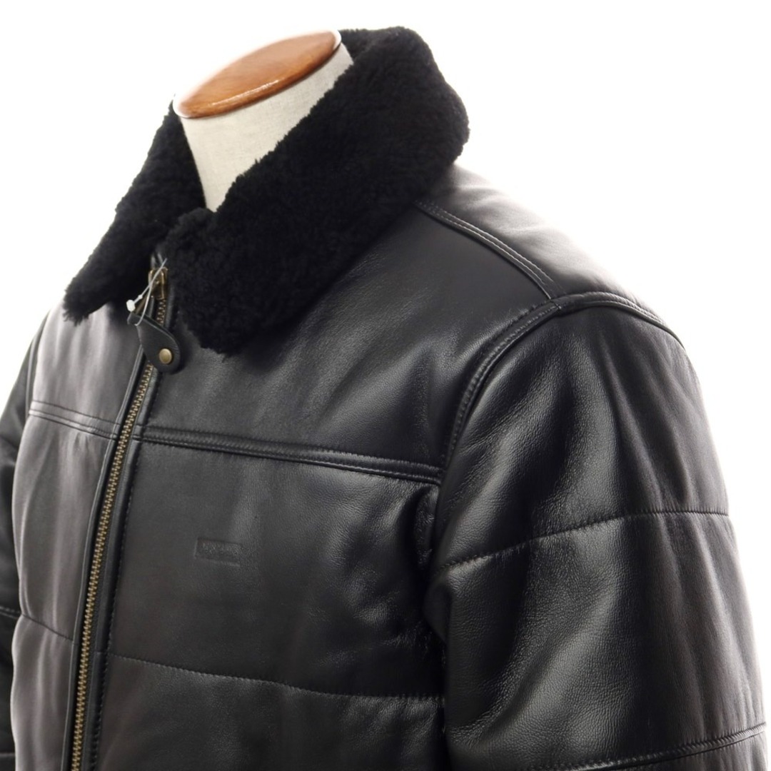 シュプリーム Supreme 2021年秋冬 Schott Shearling Collar Leather Puffy Jacket ラムレザー 中綿 ブルゾン ブラック【サイズM】【メンズ】