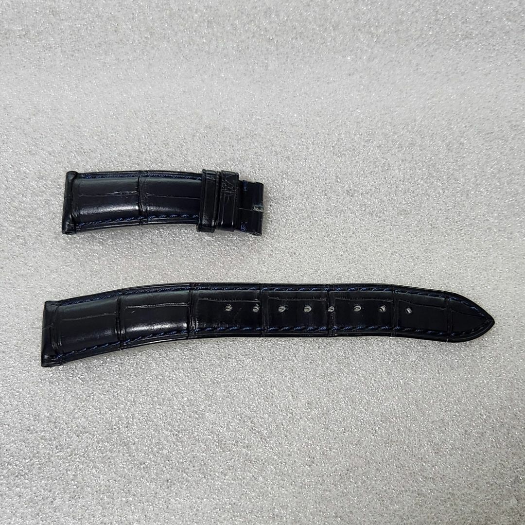 カシス 時計ベルト 紺 アリゲーター 19mm