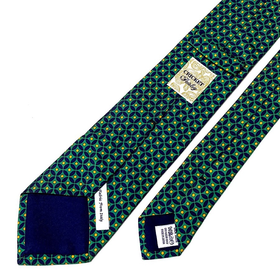 Cricket 1960 クリケット ネクタイ イタリア製生地 小紋柄 グリーン メンズのファッション小物(ネクタイ)の商品写真