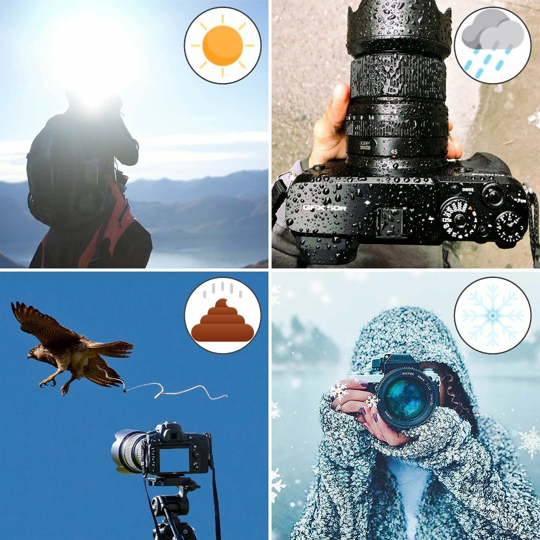 ホットシュー傘/日除け 雨・鳥の糞・日光・雪からカメラを守る カメラ傘 防水カメ 1