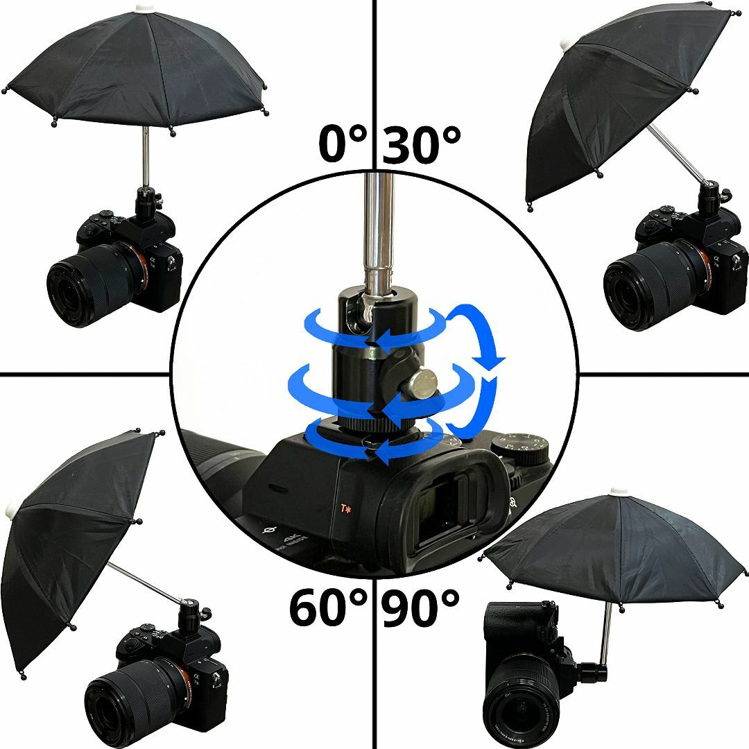 ホットシュー傘/日除け 雨・鳥の糞・日光・雪からカメラを守る カメラ傘 防水カメ 2